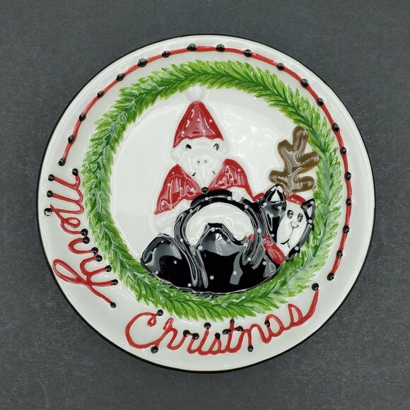 Boyds Home Kitty and Buddy Mini Plates Boyd's Christmas Holiday Cat Polar Bear - Picture 6 of 10